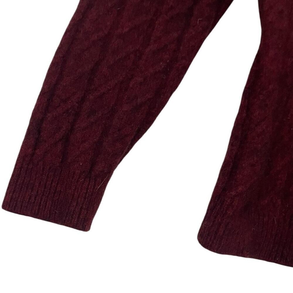 Eddie Bauer Vintage Maroon Cable Knit Lambs Wool Crewneck Sweater - Picture 7 of 8